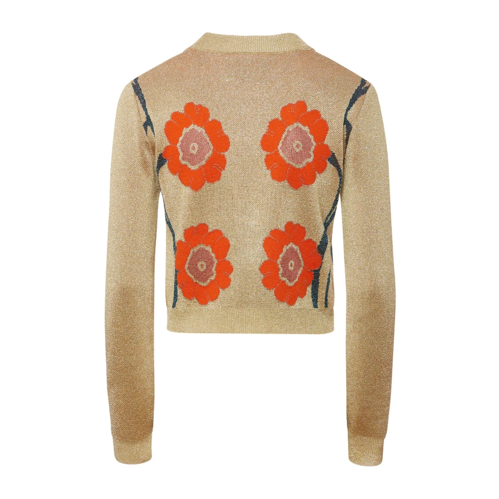 La DoubleJ Glanzende Gouden V-Hals Cardigan Beige Dames