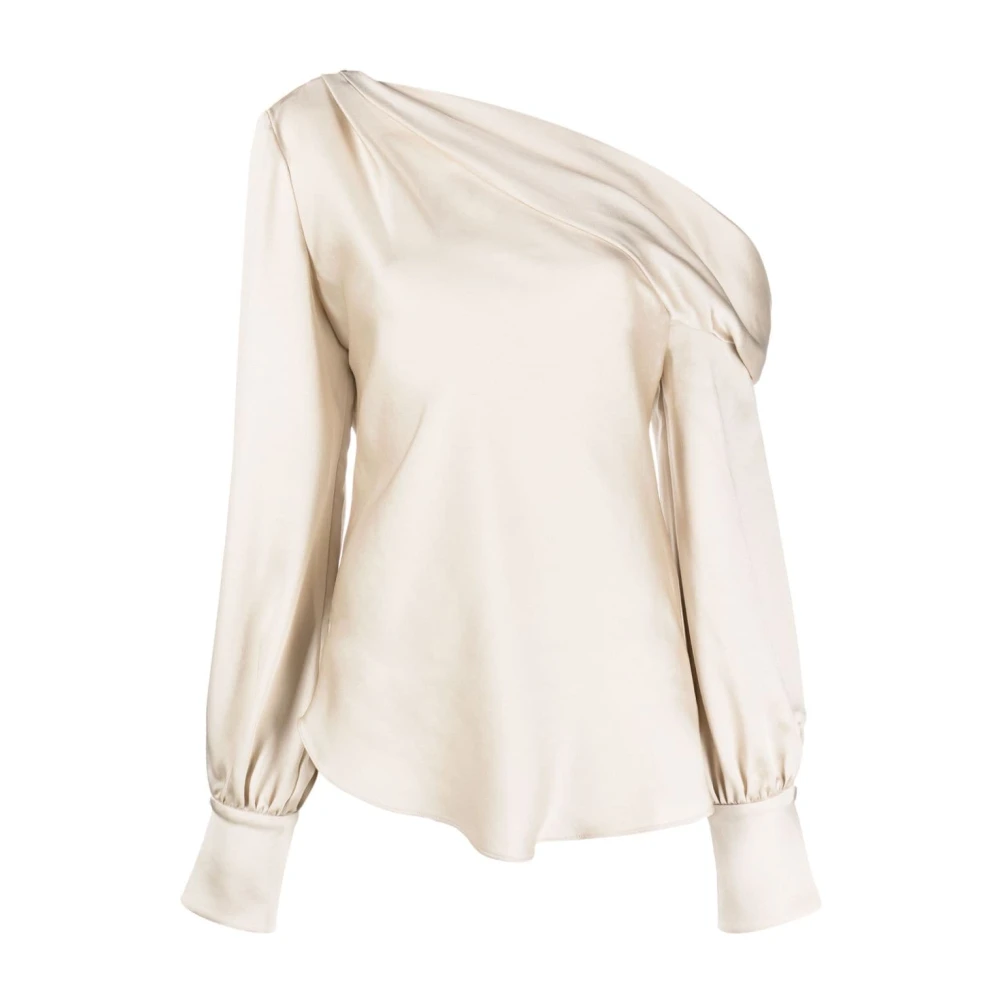 Simkhai Alice Satijnen Off-Shoulder Blouse Beige Dames