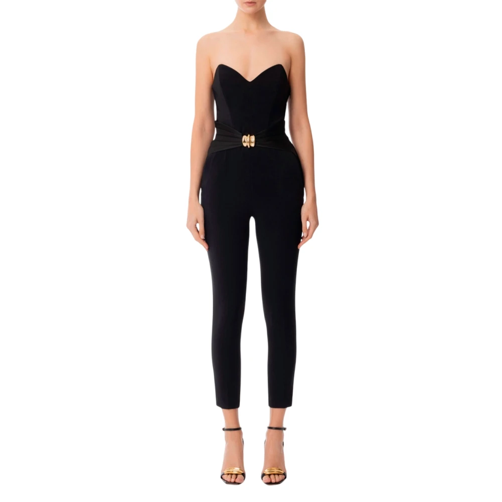 Elisabetta Franchi Chique jumpsuit met statement strik Black Dames