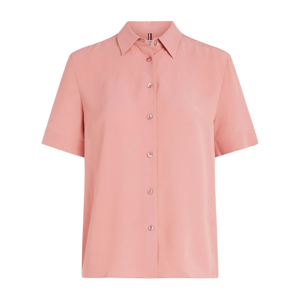 Tommy Hilfiger Damesoverhemd met korte mouwen Pink Dames