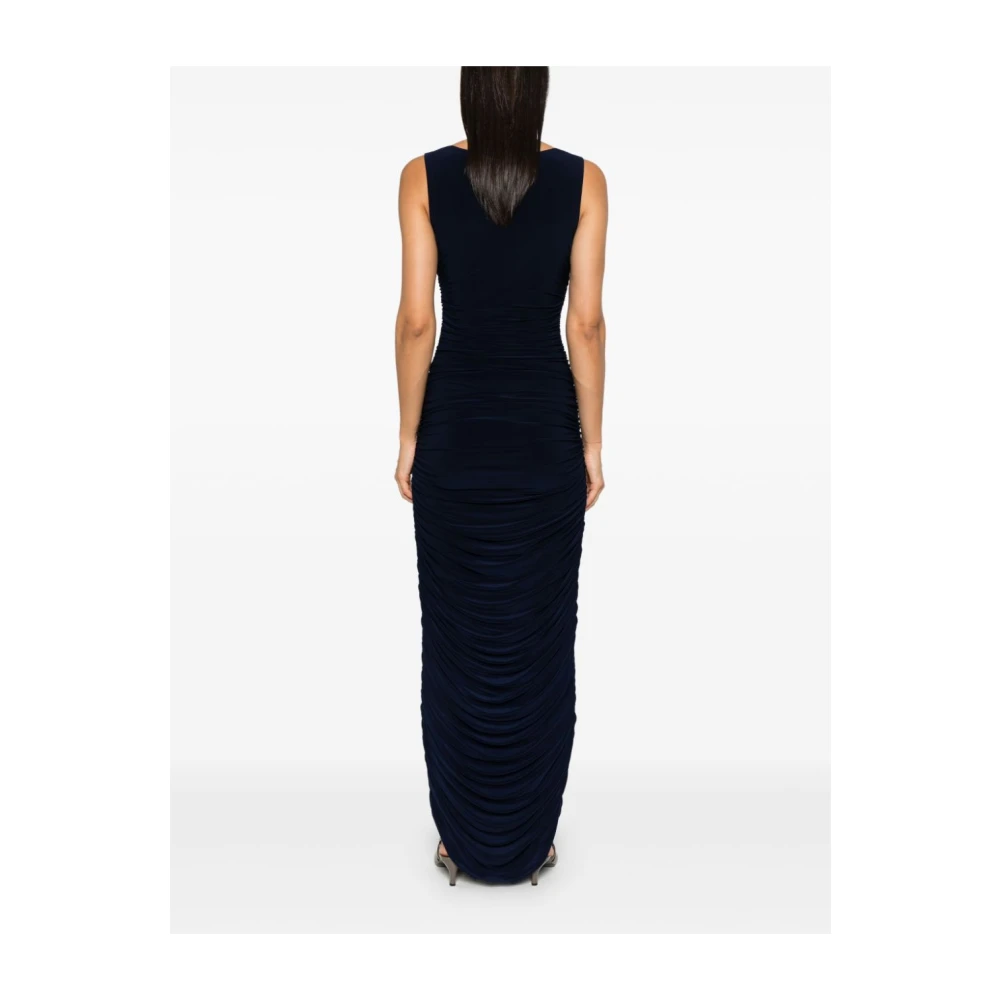 Norma Kamali Navy Blauwe Gerimpelde Bodycon Jurk Blue Dames