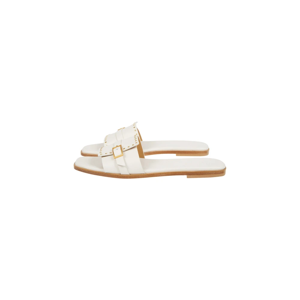 Eleventy Women's Beige Buckle Slide Sandal - Sliders - 7 Uk - Shoes
