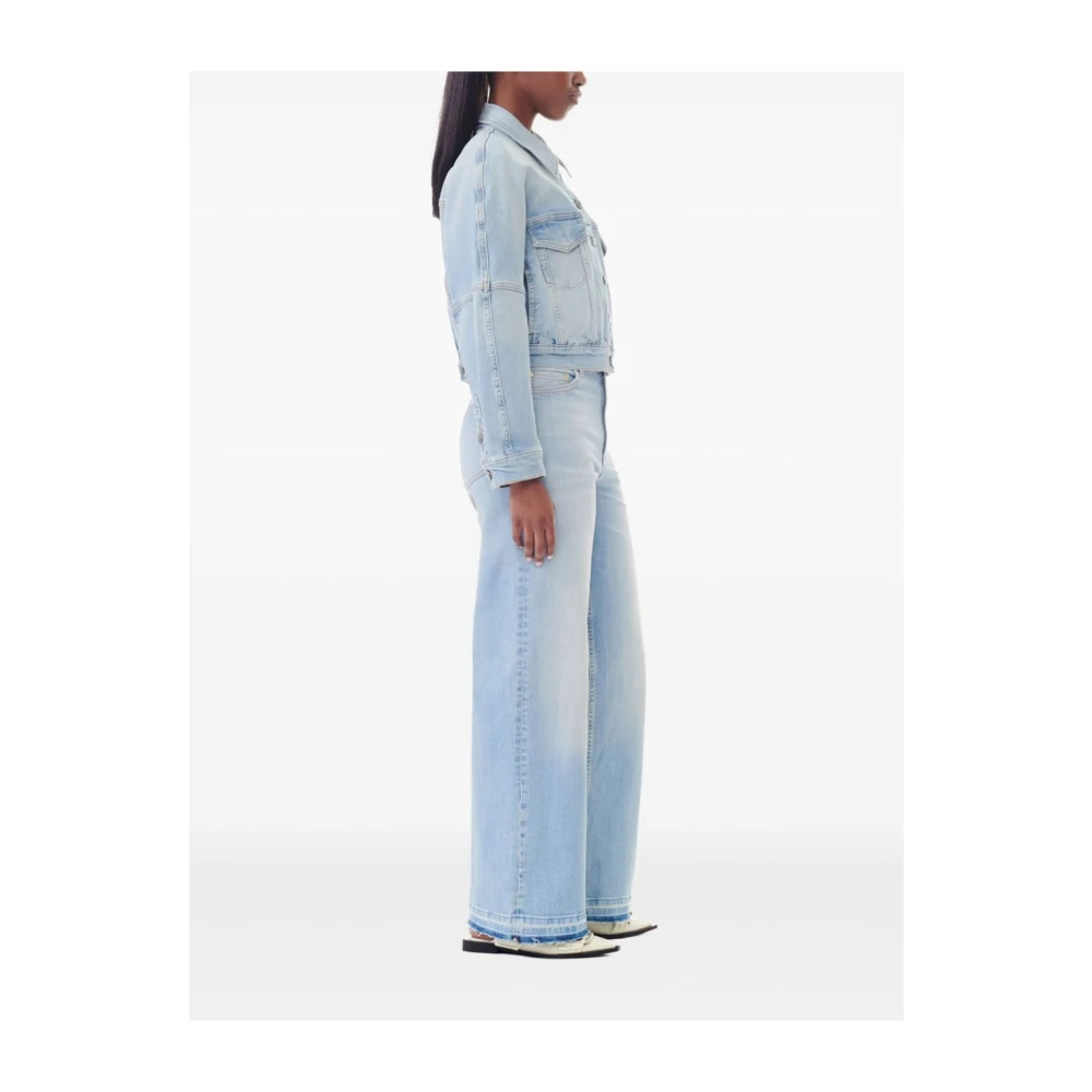 Ganni Heldere Blauwe Katoenen Jas Blue Dames