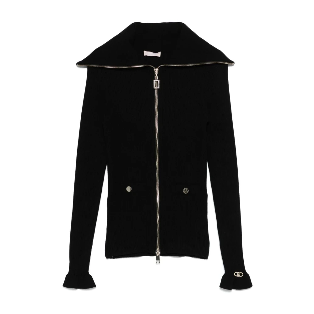 Liu Jo Zwarte Geribbelde Gebreide Matrozensweater Black Dames