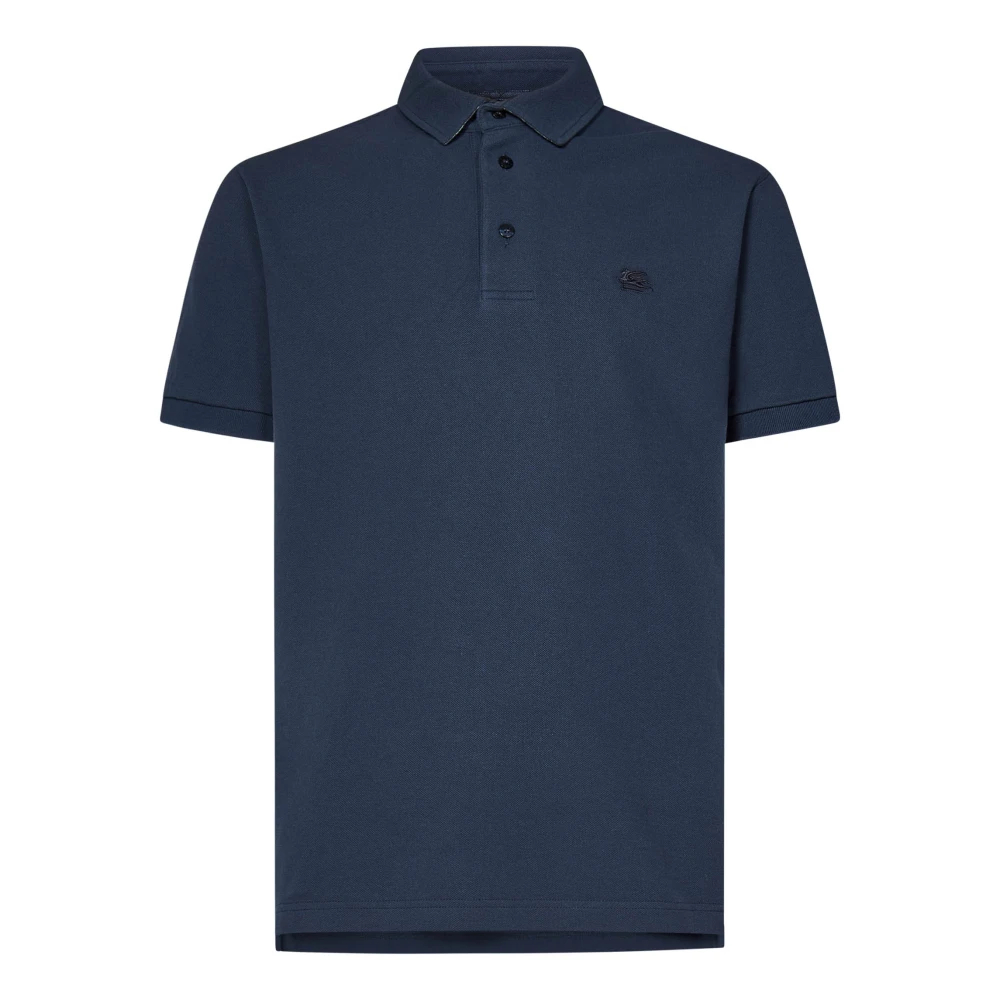 ETRO Blauw Poloshirt Elegant Logo Borduurwerk Blue Heren