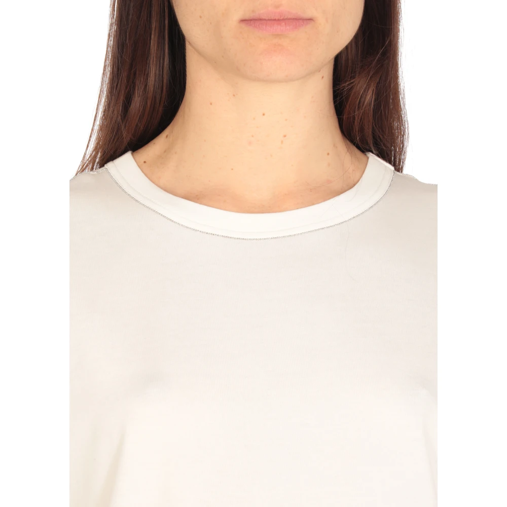 Fabiana Filippi Wit Katoenen T-shirt met Ronde Hals White Dames
