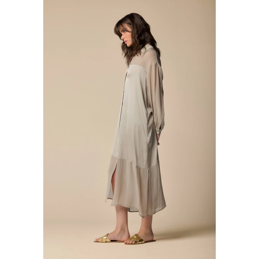 Kocca Lange Mouw Chemisier Jurk Gray Dames
