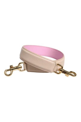 Rosa Beige Läder Handväska Axelrem