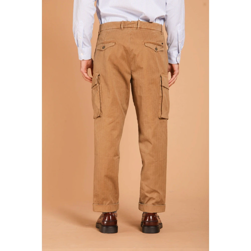 Mason's Relaxed Fit Cargo Broek Pinces 22 Brown Heren