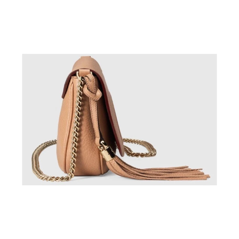 Gucci Soho Chain Flap Leren Crossbodytas Beige Dames