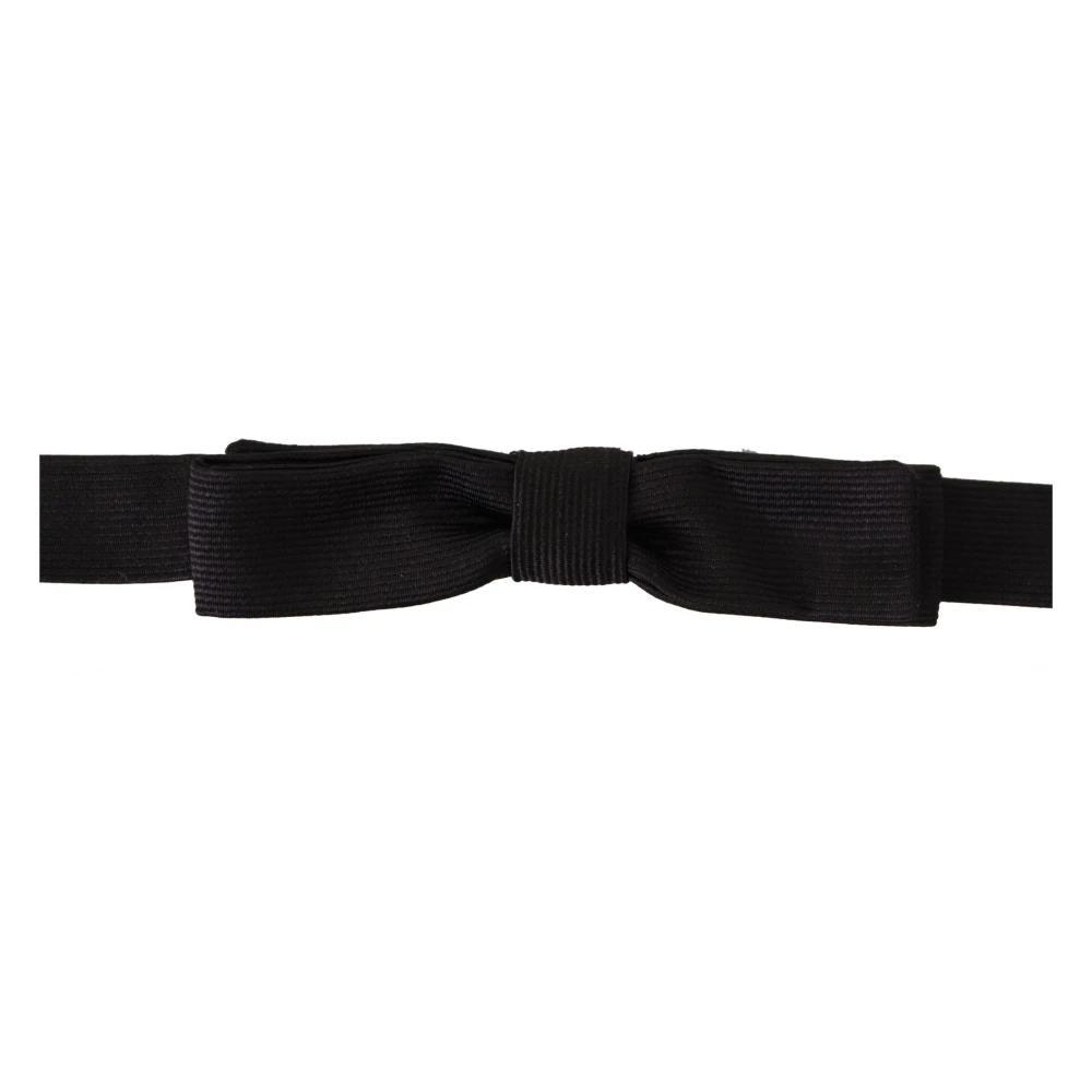 Dolce & Gabbana Elegante Zwarte Zijden Vlinderdas Black Heren