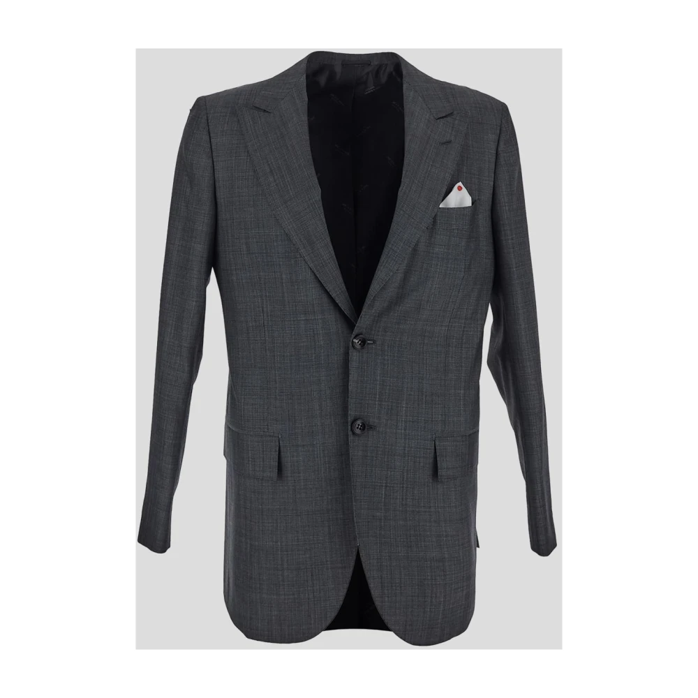 Kiton Single Breasted Suits Gray Heren