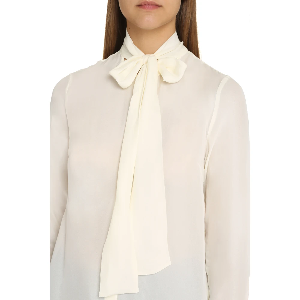 Michael Kors Zijden Blend Strikblouse Beige Dames