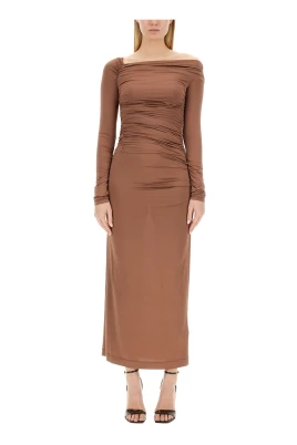 Off-Shoulder Draped Maxi Dress