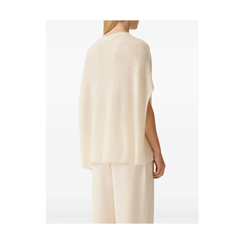 Fabiana Filippi Beige Cape Crew Neck Sweater Beige Dames