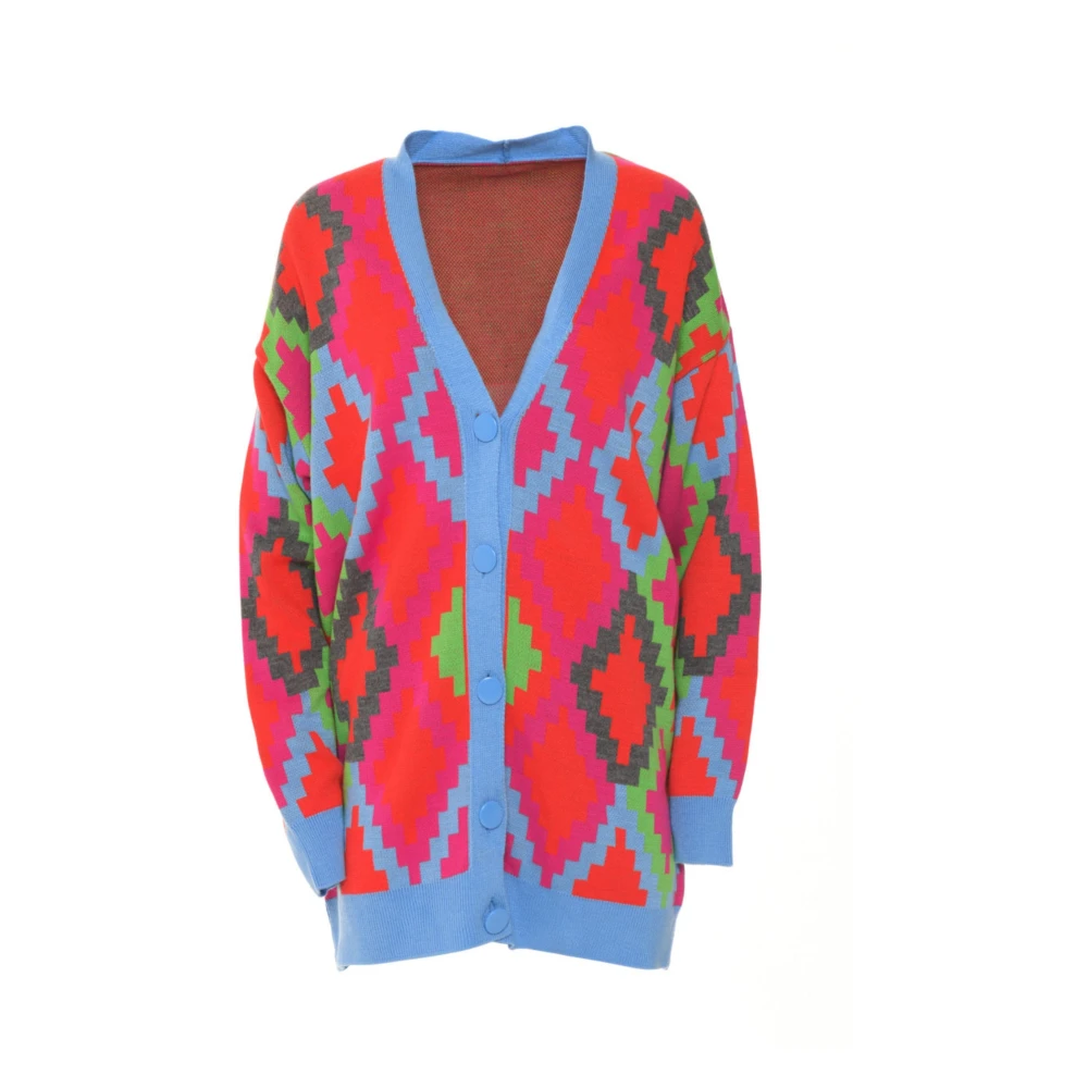 Cesare Gaspari Multicolor Button-Up Cardigan Fuchsia Multicolor Dames