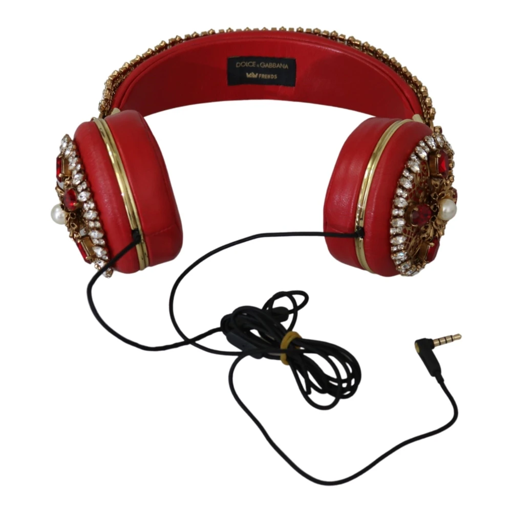 Dolce & Gabbana Women's Red Frends Leather Floral Crystal Headset - Headphones - One Size - Accessories