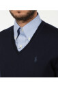 blue-v-neck-sweater