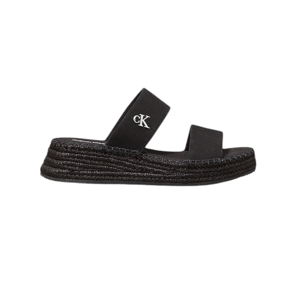 Calvin Klein Women's Black Sporty Sandals With Platform Sole