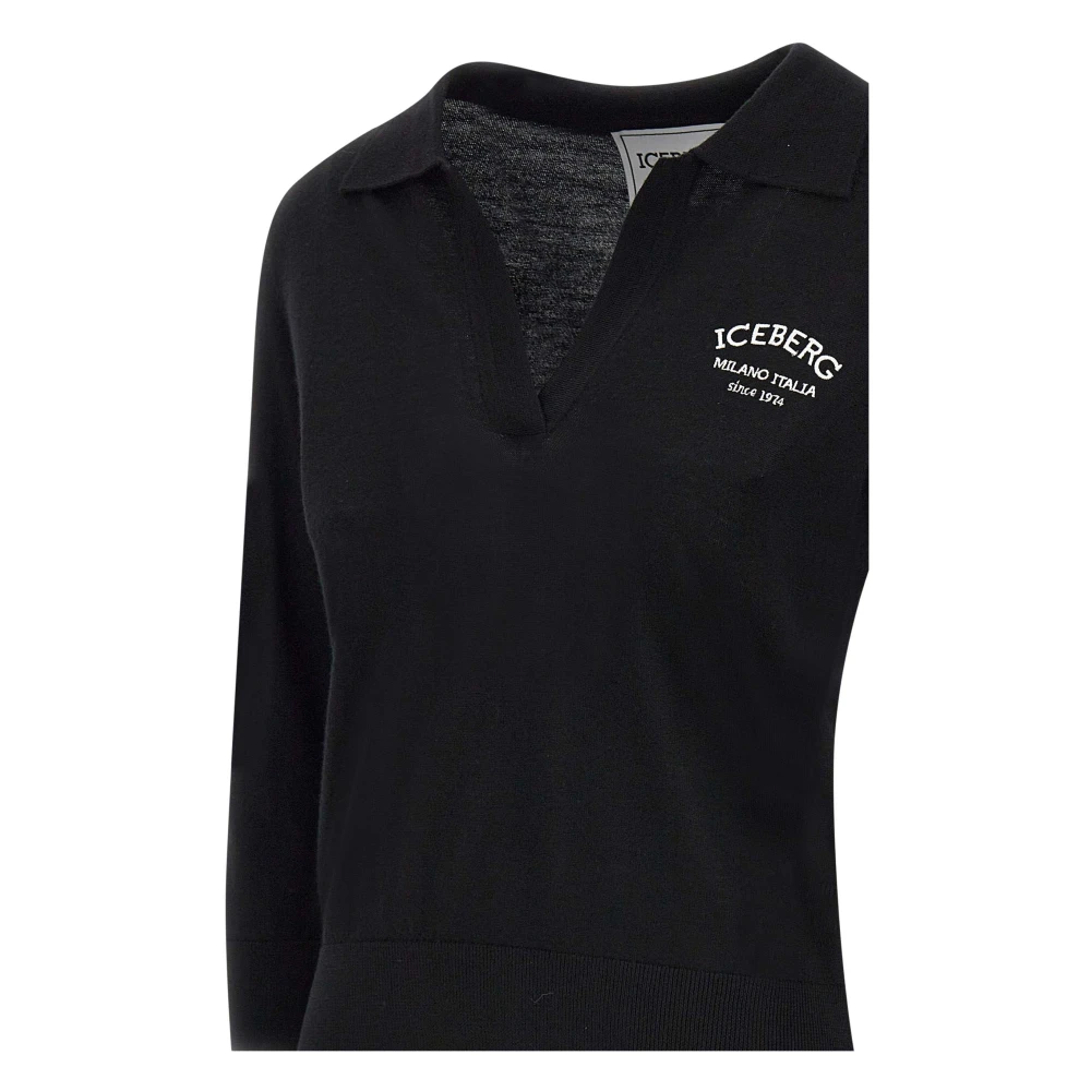 Iceberg Zwarte Wollen Trui met Logo Black Dames