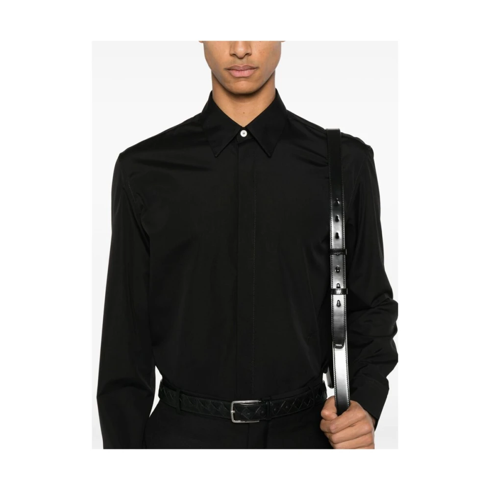 Salvatore Ferragamo Zwarte Katoenen Poplin Overhemd Black Heren