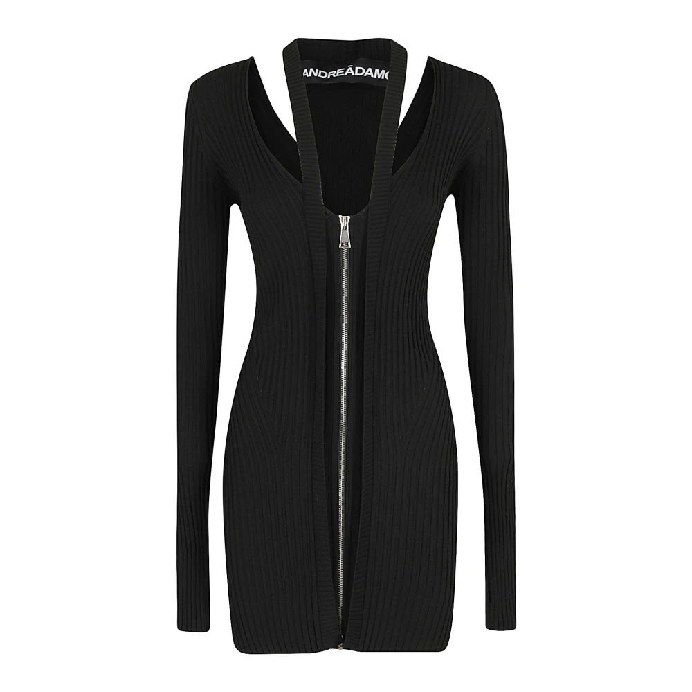 Andrea Adamo Ritssluiting Gebreide Trui Black Dames