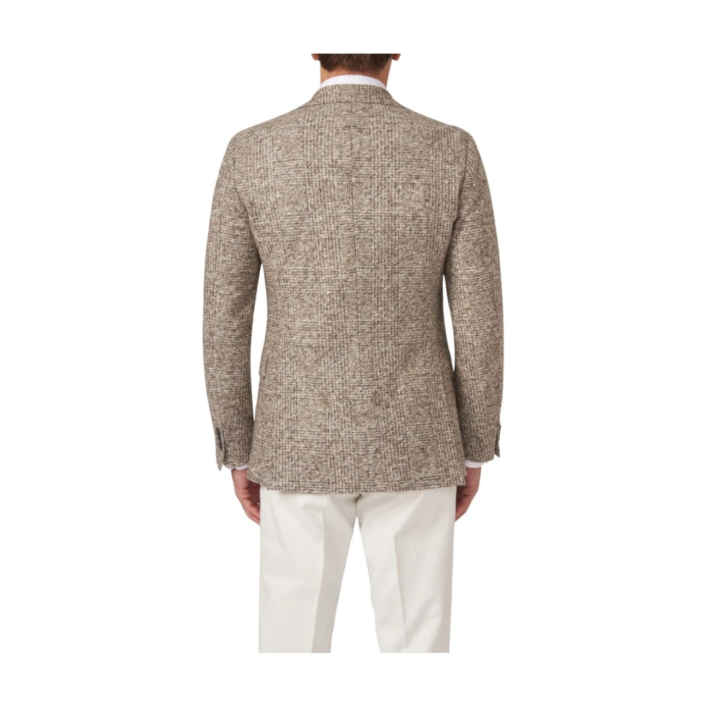 Oscar Jacobson Slim Fit Geruite Blazer Beige Heren