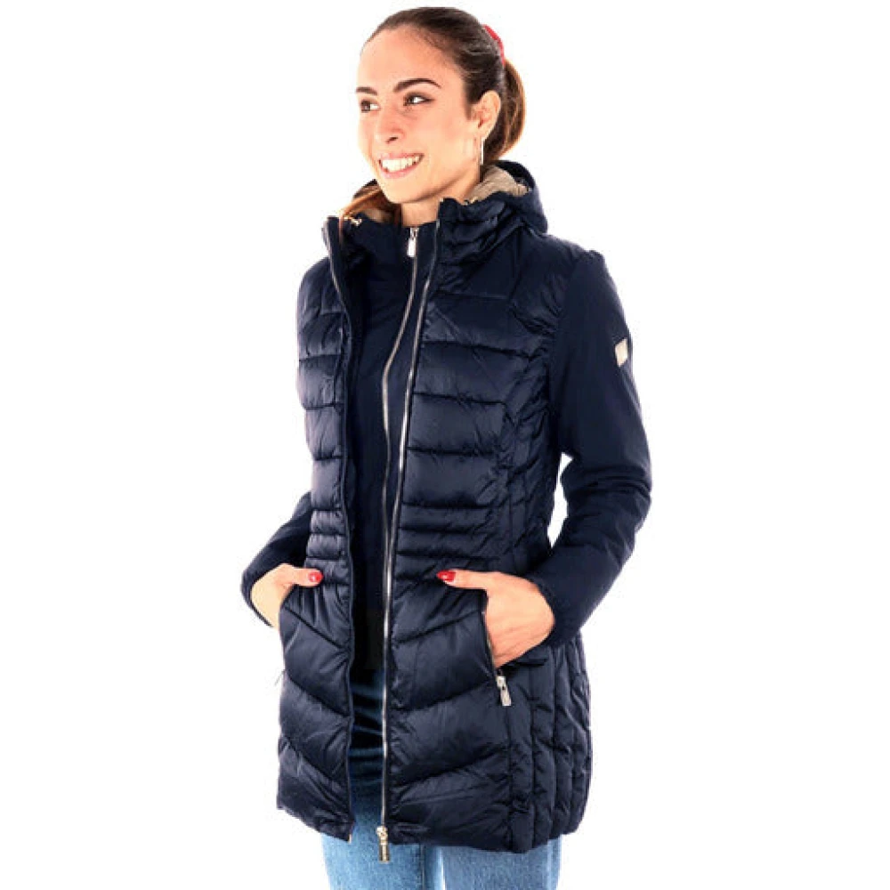 YES ZEE Blauwe Technische Jas met Capuchon Blue Dames