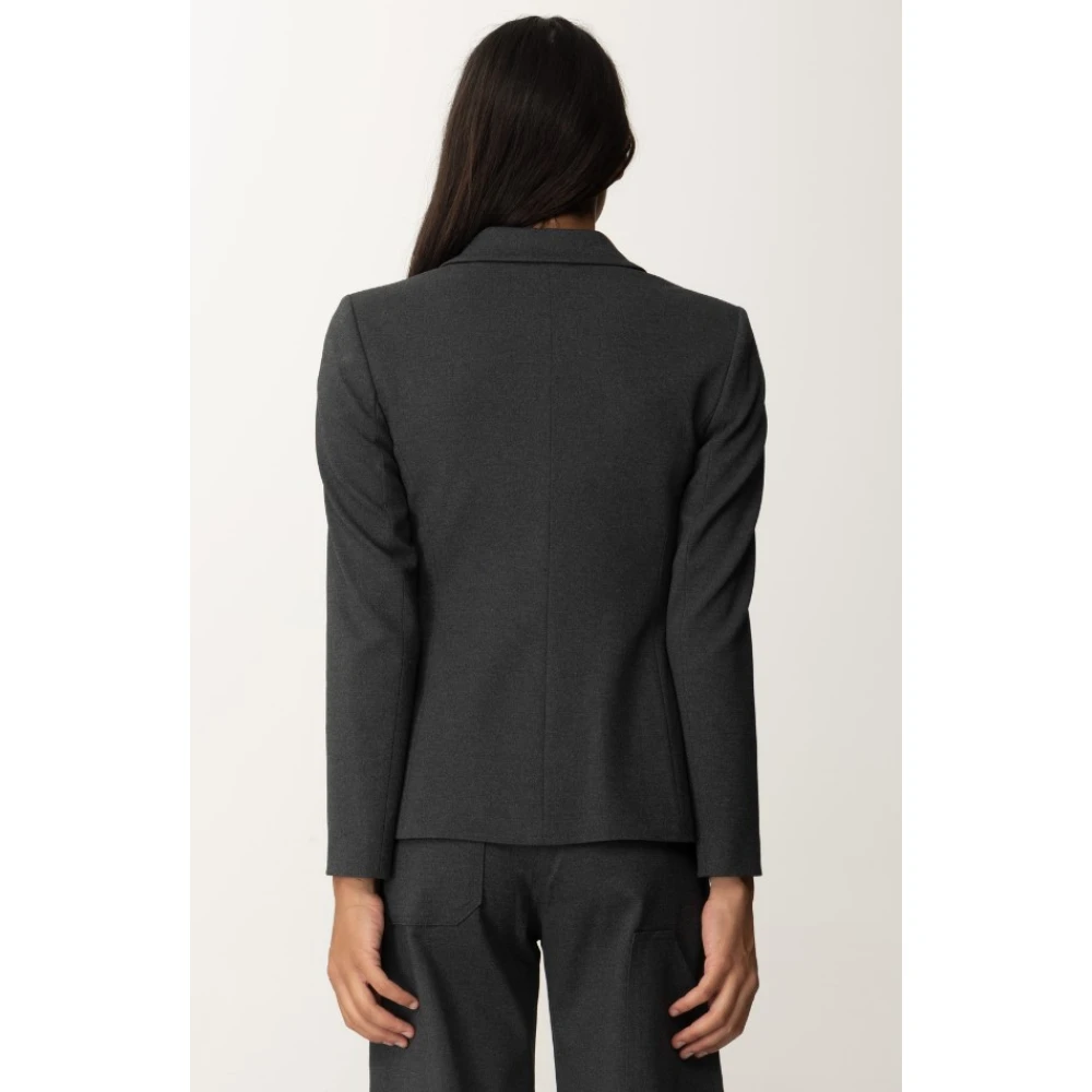 pinko Grijze Double-Breasted Jas met Logo Knopen Gray Dames