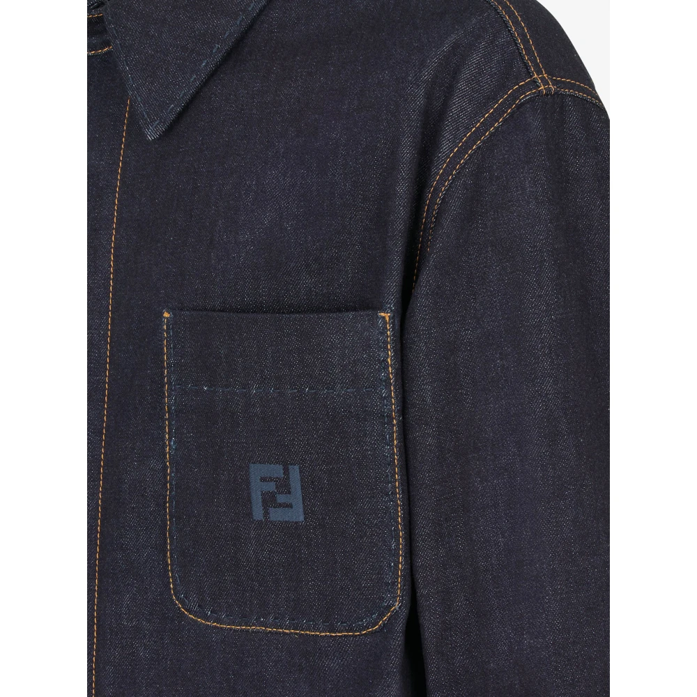 Fendi Blauwe Jassen met Zakken Blue Heren