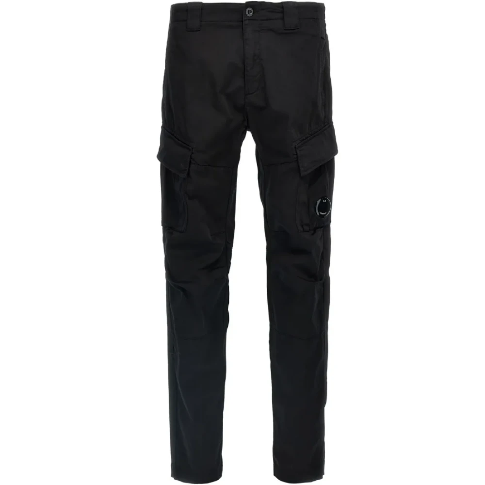 C.P. Company Zwarte Cargo Broek met Logo Patch Black Heren