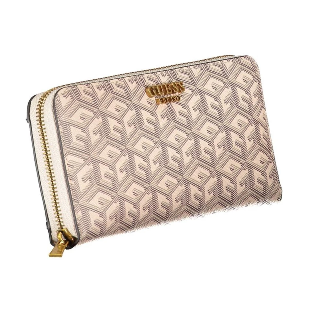 Guess Logo Wallet with Multiple Compartments Beige Dames