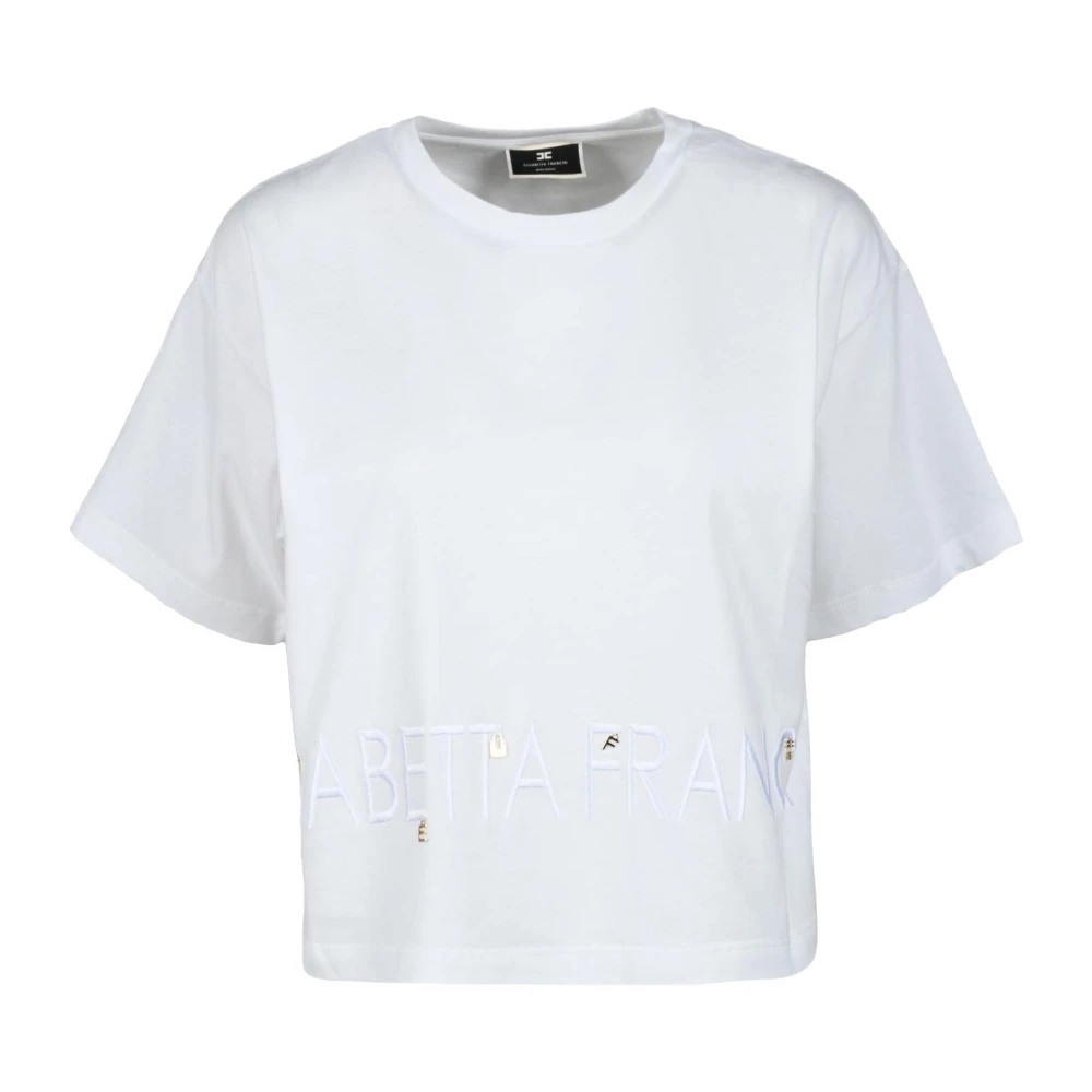 Elisabetta Franchi Katoenen T-shirt met unieke stijl White Dames