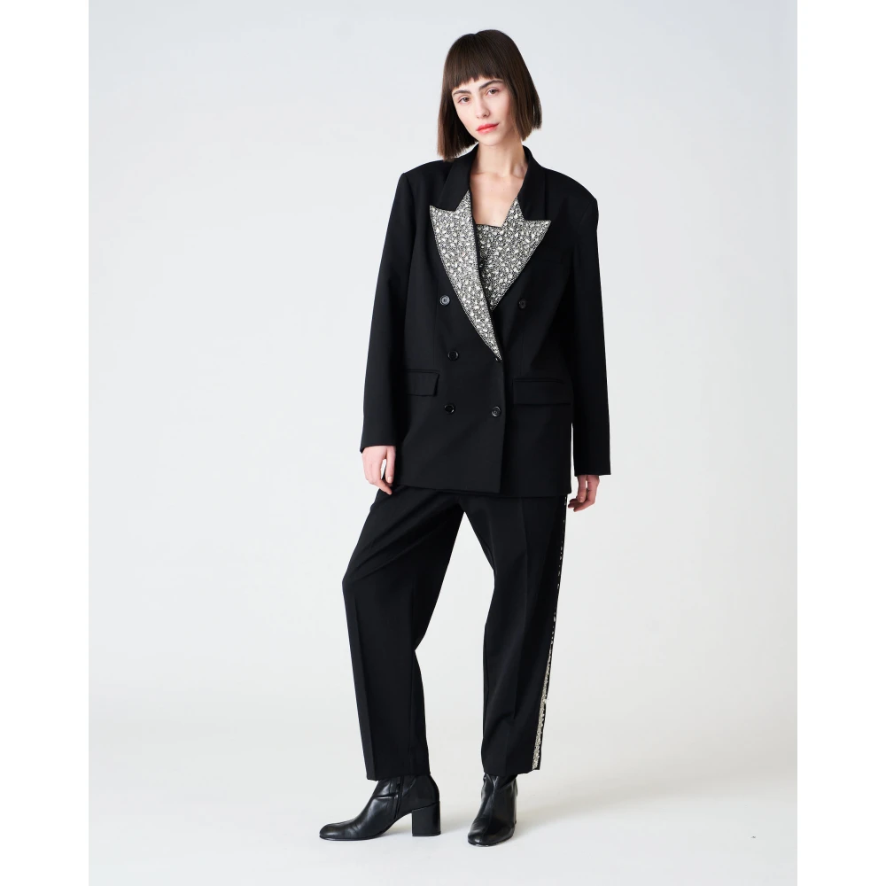 Jucca Kristal Revers Dubbel-Borst Jas Black Dames