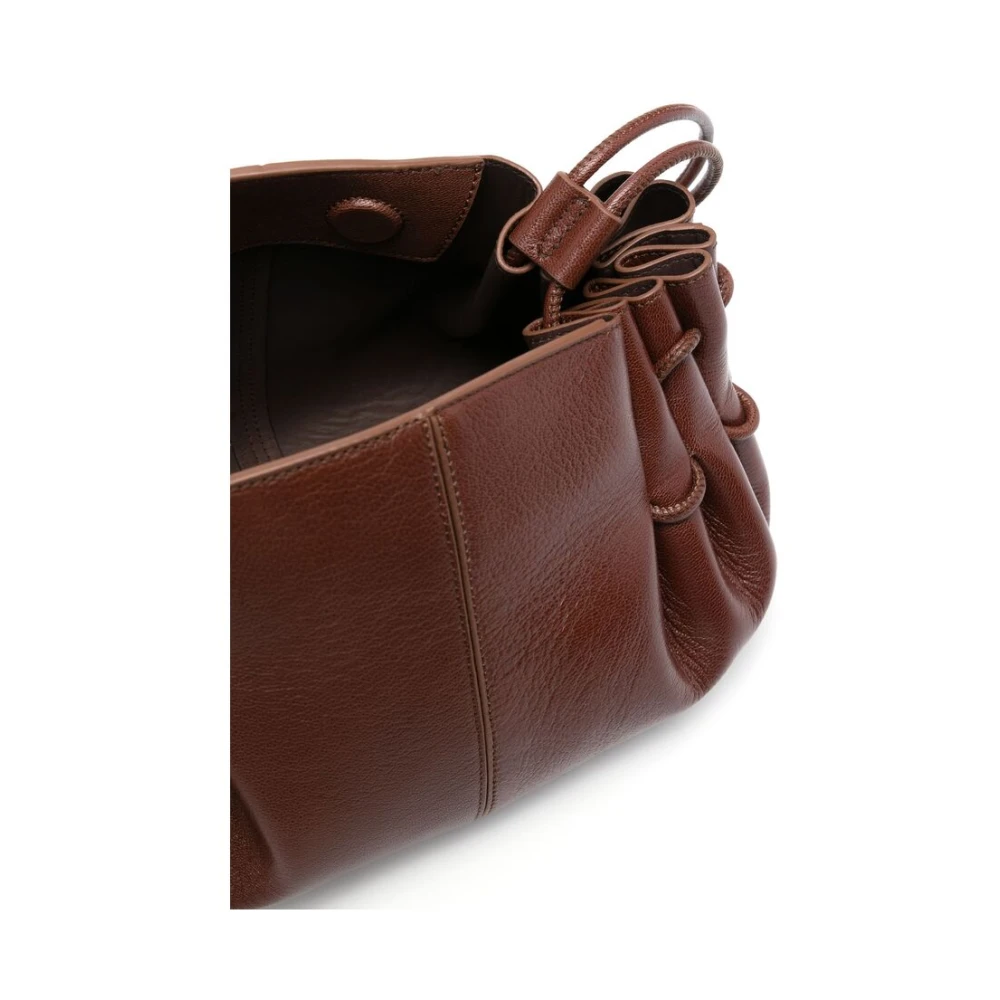 Hereu Bruine Schoudertas met Gerimpeld Detail Brown Dames