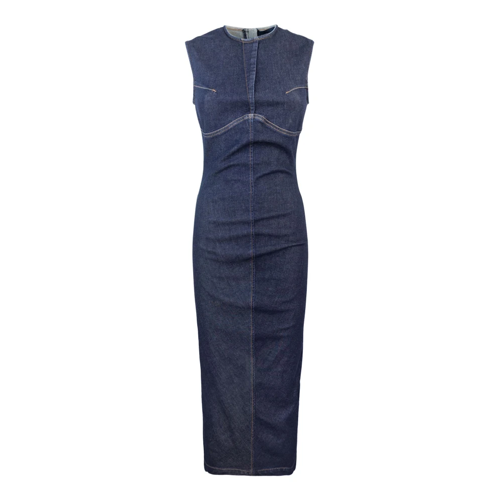 SPORTMAX Blauwe Denim Stretch Jurk Blue Dames