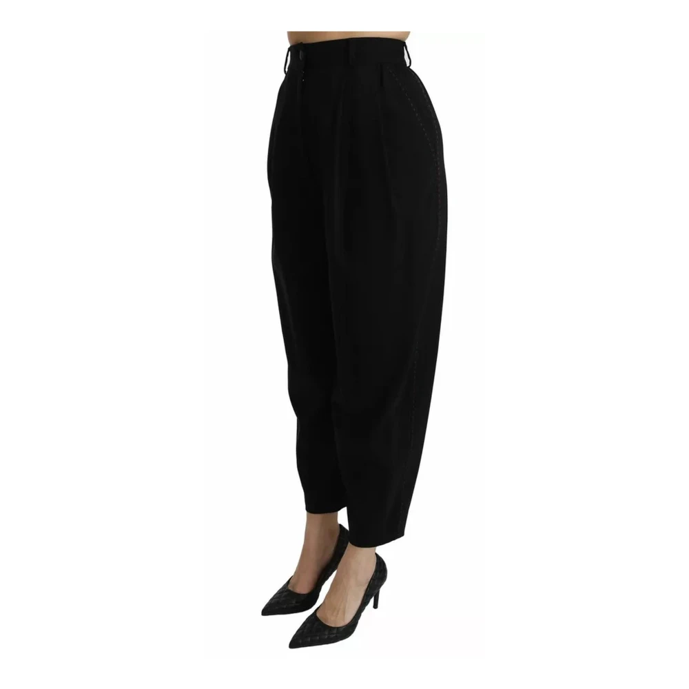 Dolce & Gabbana Zwarte Wol Geknipte Broek Black Dames
