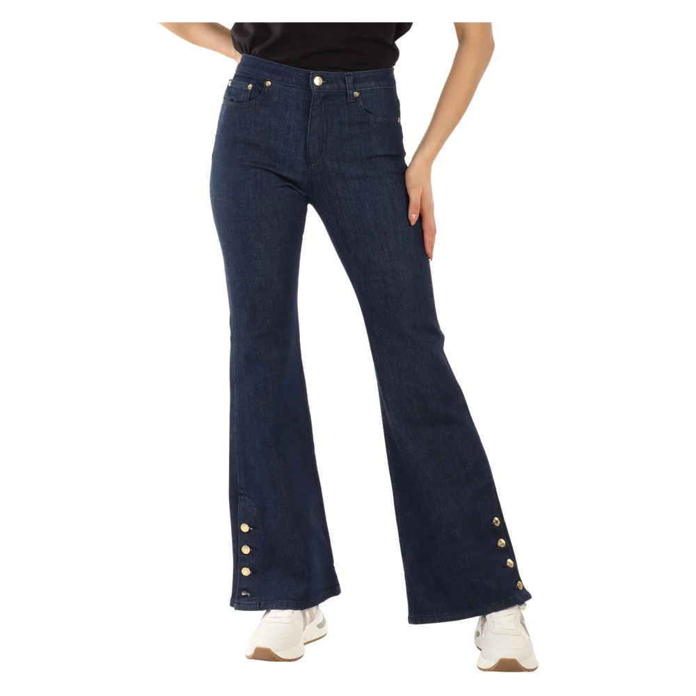 Michael Kors Donkerblauwe Flared Jeans met Vijf Zakken Blue Dames