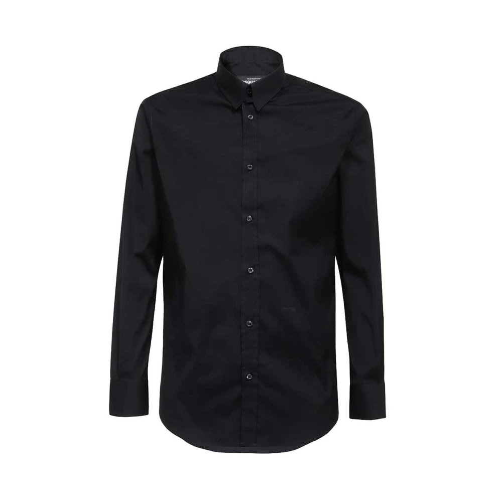 Dsquared2 Katoenen Shirt Ronde Zoom Casual Stijl Black Heren