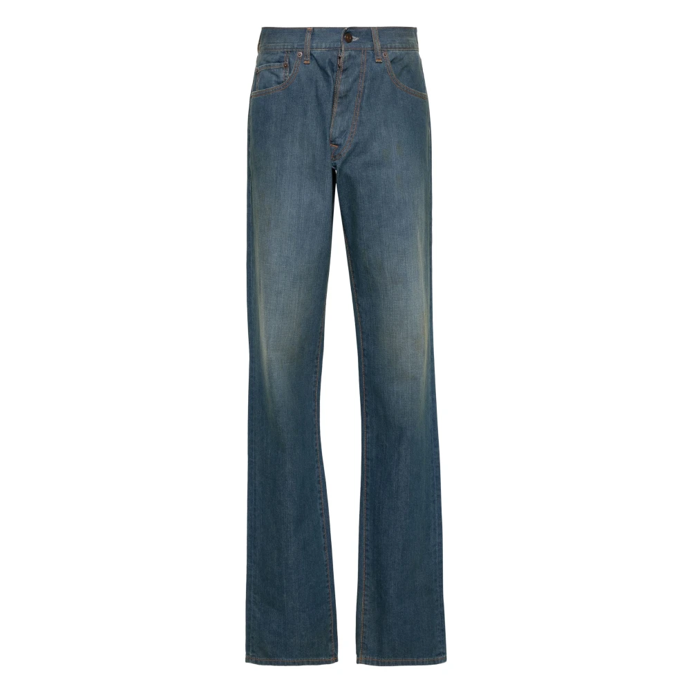 Maison Margiela Blauwe Katoenen Straight-Leg Jeans Blue Dames