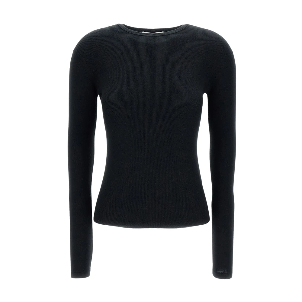 Lisa Yang Women's Black Round-Neck Knitwear, M, Vivian Top