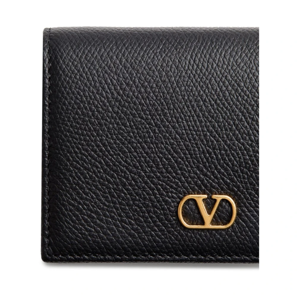 Valentino Garavani Zwarte V-Logo Handtekening Flap Portemonnee Black Dames