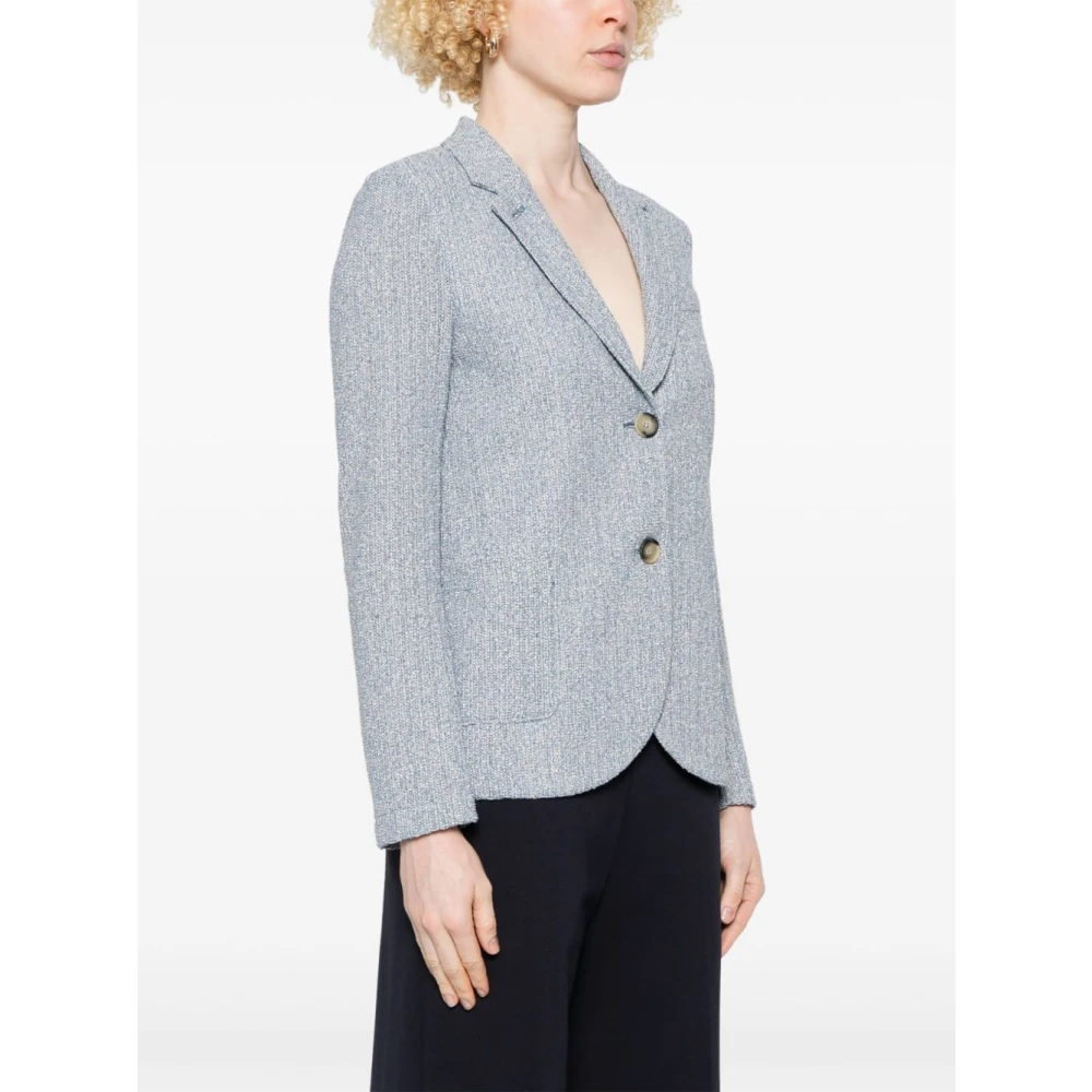 Harris Wharf London Lichtblauwe Jas met Inkeping Revers Blue Dames