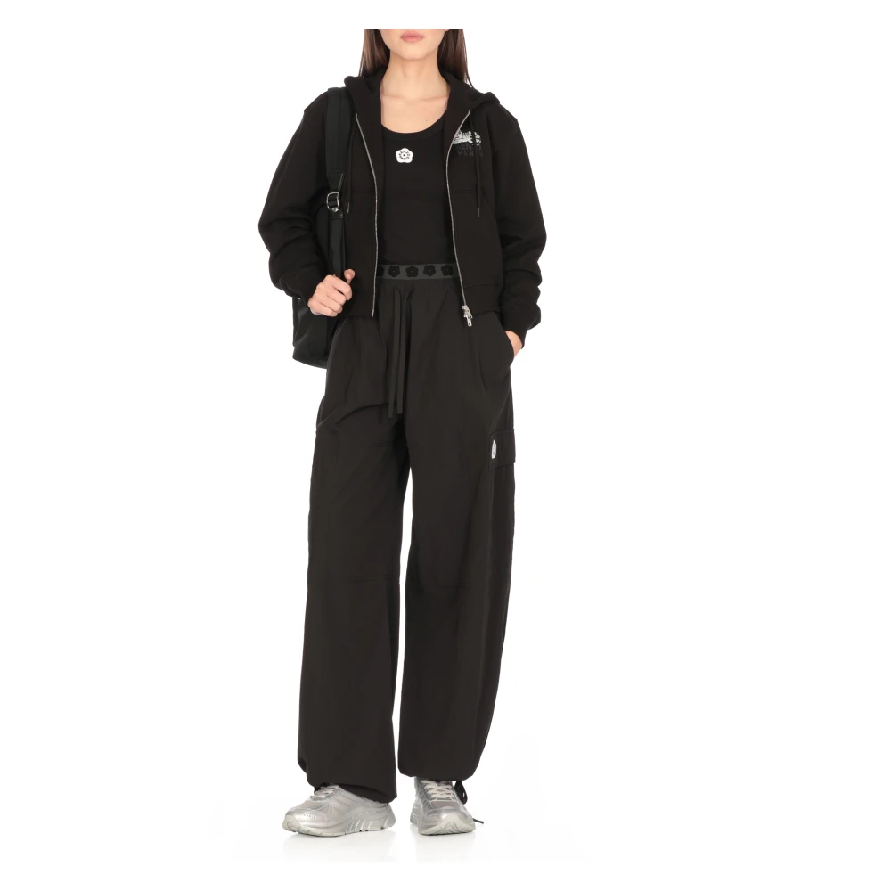 Kenzo Zwarte Katoenmix Broek met Logo Black Dames