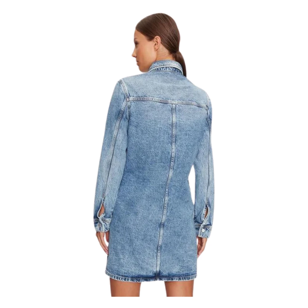 Tommy Hilfiger Denim Knoopsluiting Jurk met Lange Mouwen Blue Dames