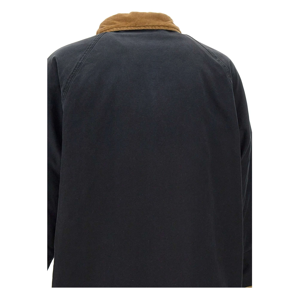 Fay Canvas Jas Zwart Leren Details Black Heren
