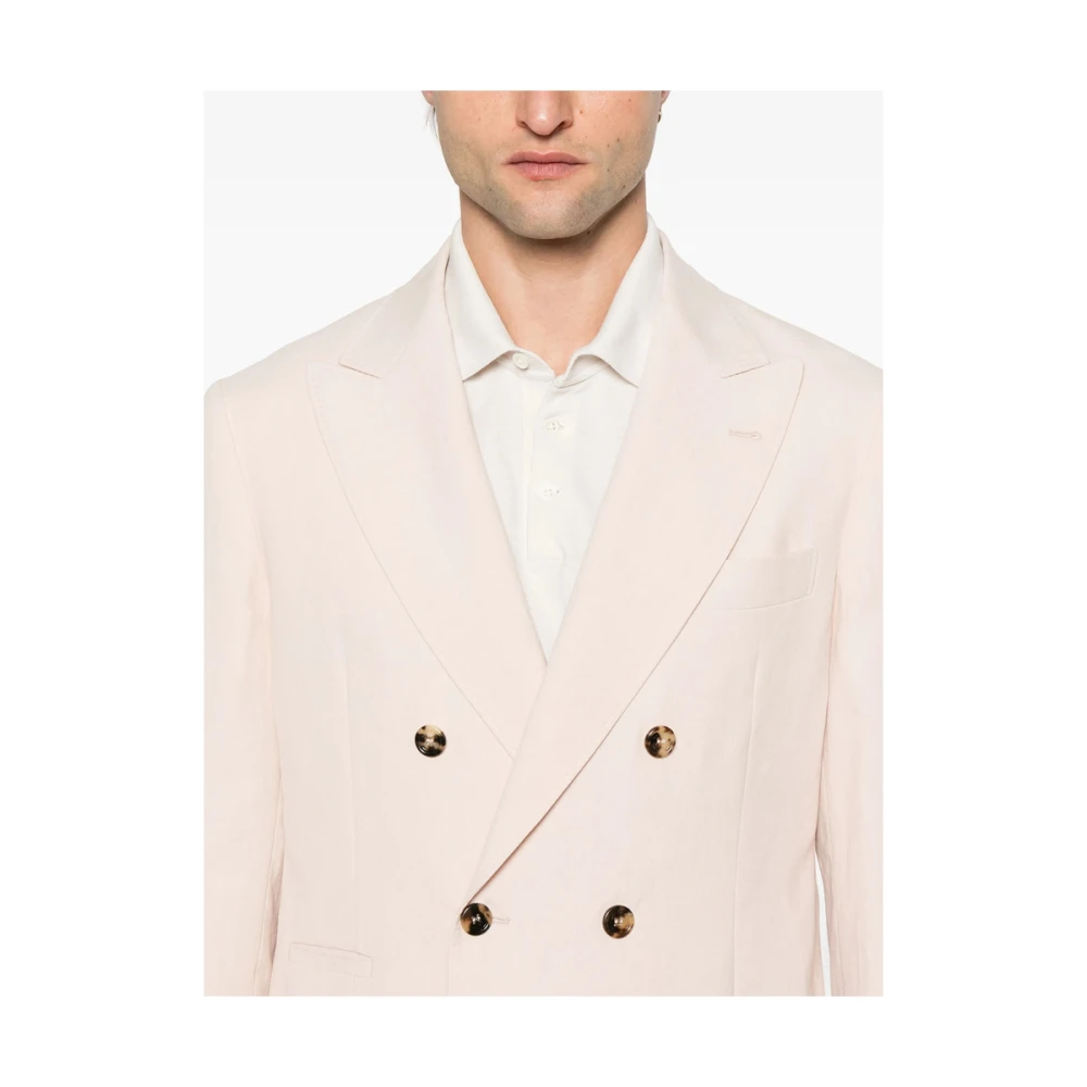 BRUNELLO CUCINELLI Lichtroze double-breasted jas met achterventilatie Pink Heren