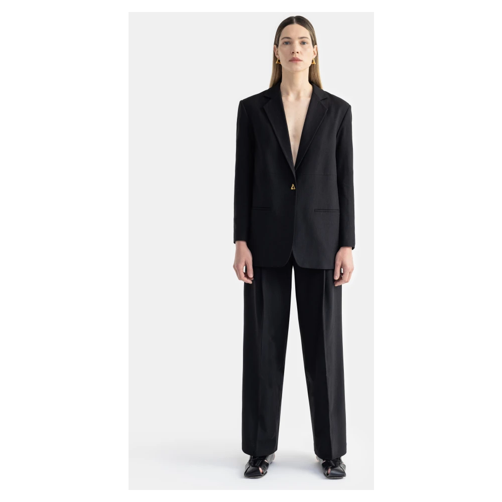 Aeron Ecovero Viscose Blend Blazer met Hoge Split Black Dames