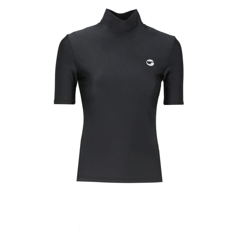 Coperni Zwart Tech Fabric T-shirt Hoge Hals Black Dames