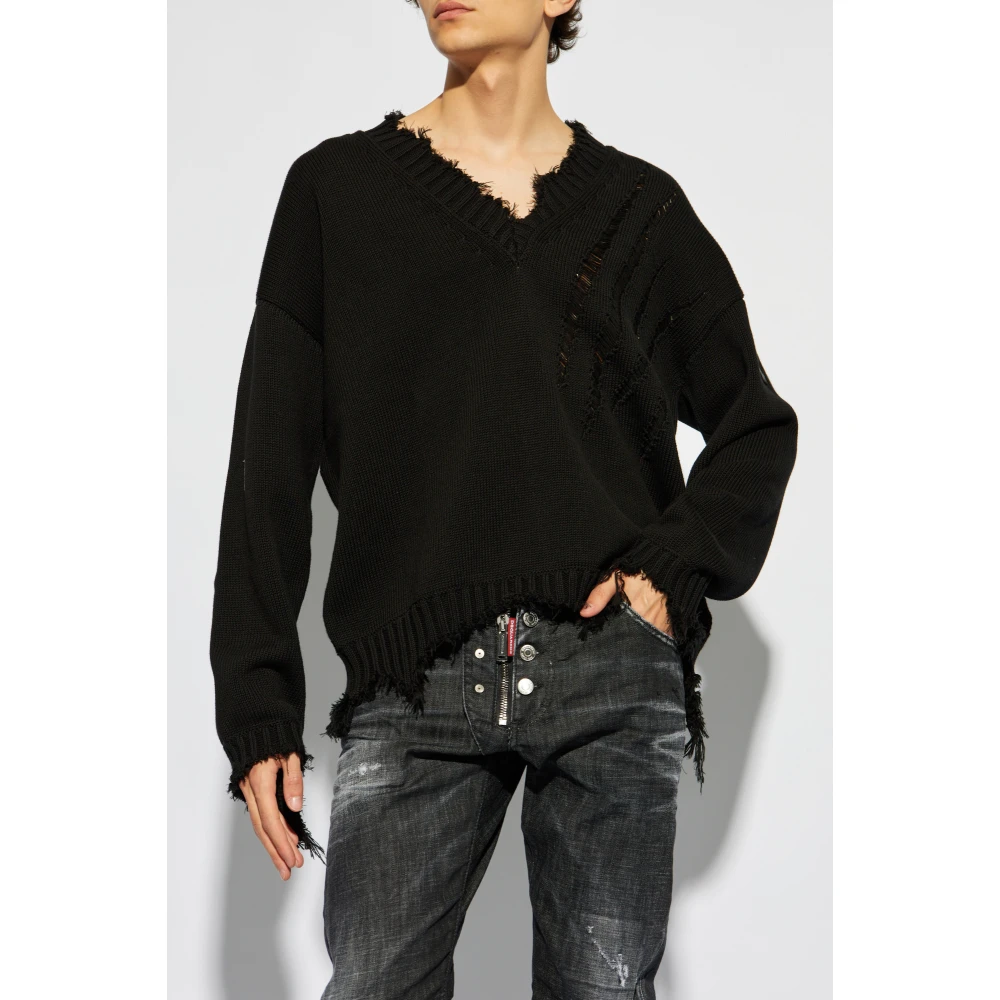 Dsquared2 V-hals trui Black Heren